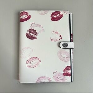 Coach Lip Print Leather Notebook Journal Refillable Turnlock Cover